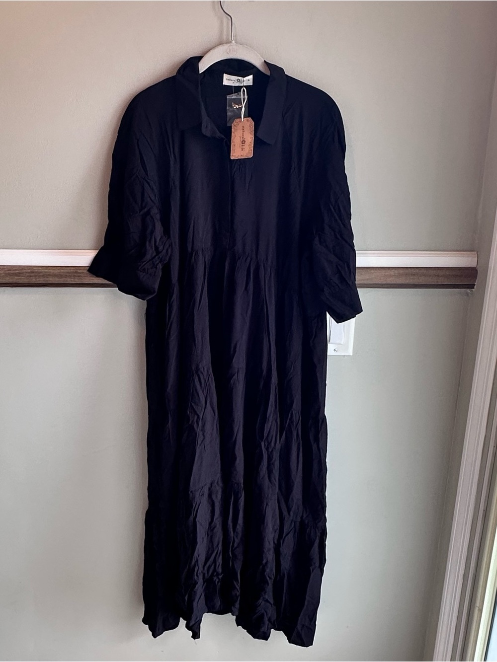 Natural Life Black Rebecca Tiered Midi Dress